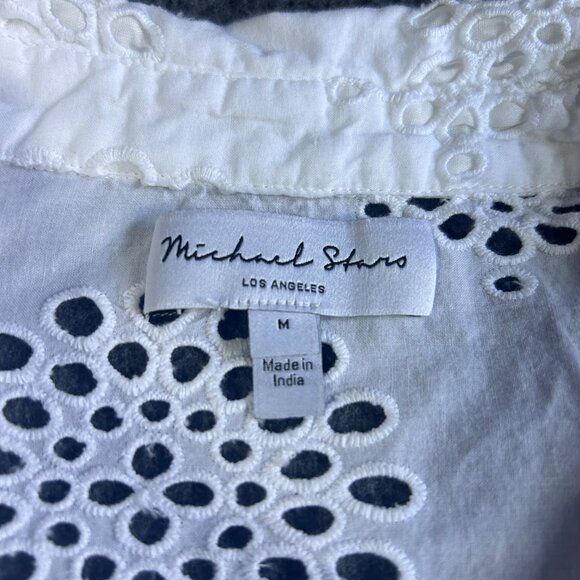 Michael Stars white eyelet button front Top Summer Sz M cottagecore - Picture 7 of 11